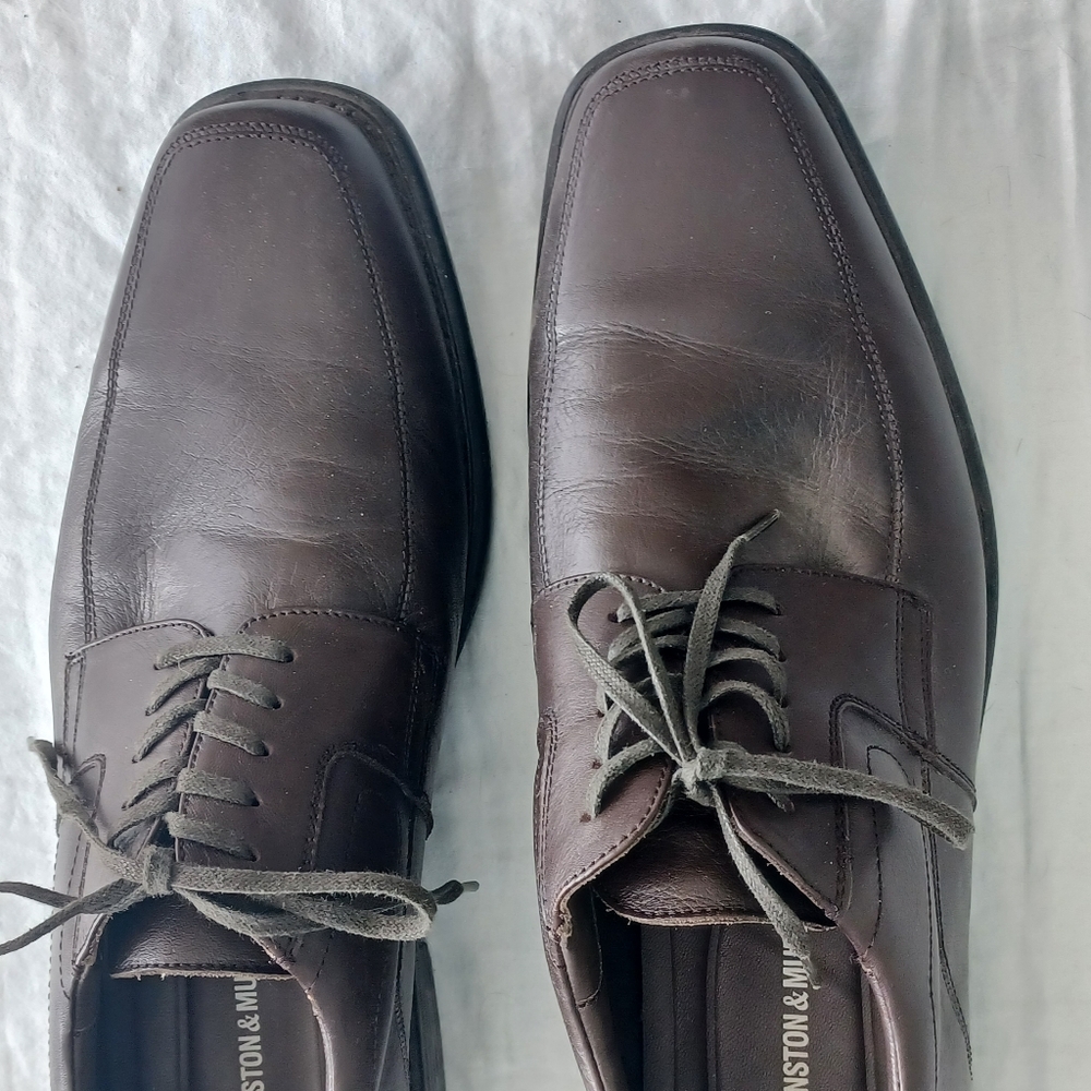 JOHNSTON & MURPHY SHEEPSKIN  BROWN DRESS LACE UP SHOE  13M FITS LIKE 12M - Picture 7 of 14